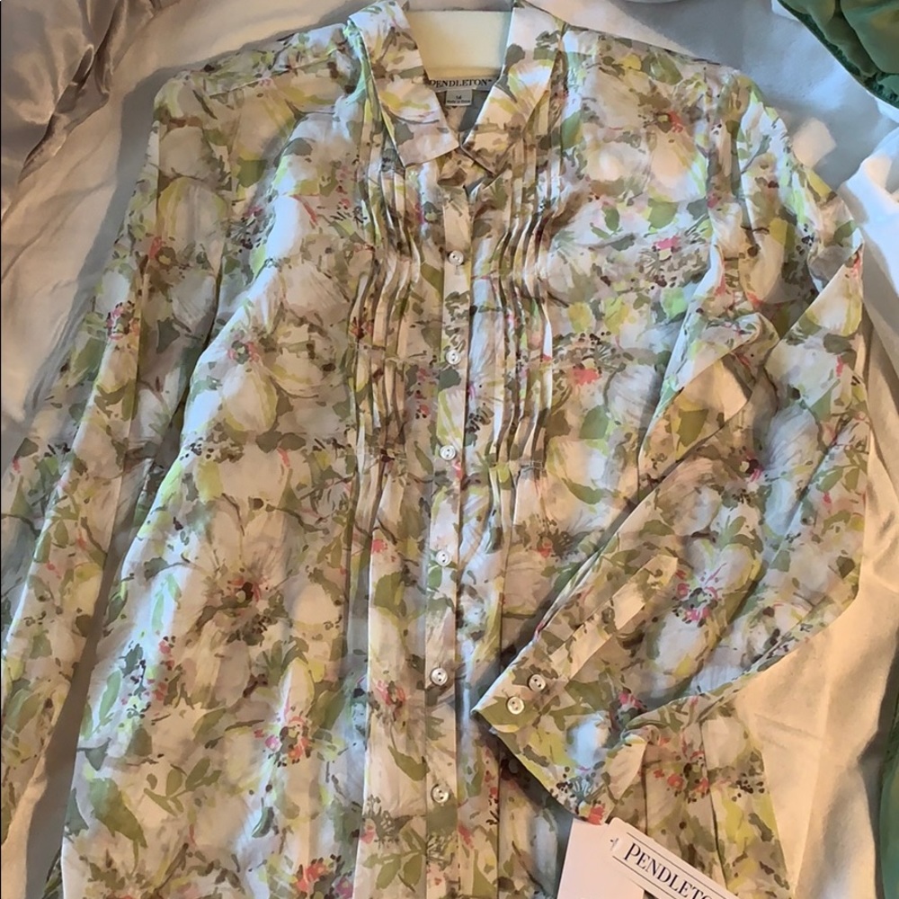 Pendleton floral button down with flair skirt